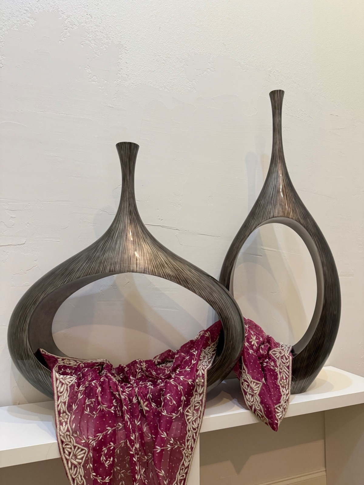 Sculptural LuxeOpen-Loop Decorative Vases — Dark Bronze/Gunmetal Finish (2) gallery