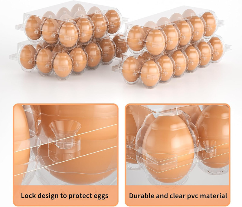 100 Pack Egg Cartons Cheap Bulk 12 Count Clear Plastic Egg Containers for Chicke gallery