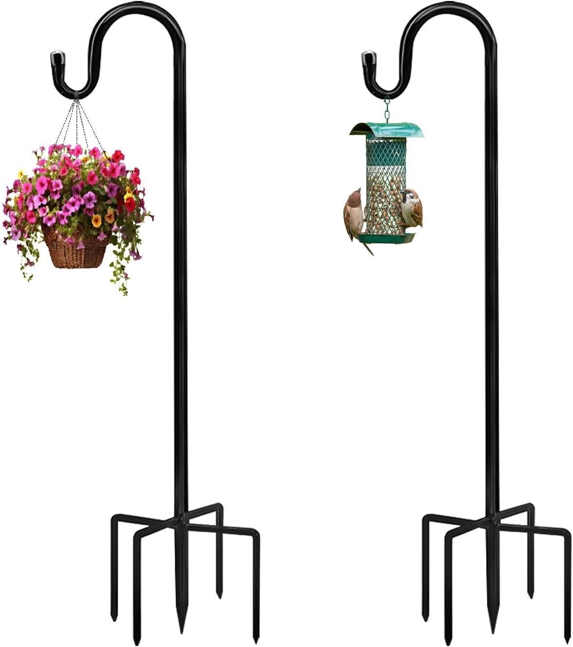 2 Pack Shepherds Hook 48 Inch Tall Bird Feeder Pole Shepards Hooks for Outdoor gallery