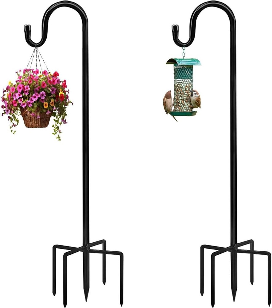 2 Pack Shepherds Hook 48 Inch Tall Bird Feeder Pole Shepards Hooks for Outdoor