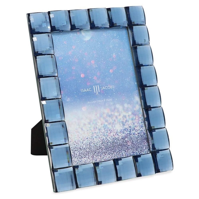 Isaac Jacobs Decorative Sparkling Light Blue Jewel Picture Frame, Photo... gallery