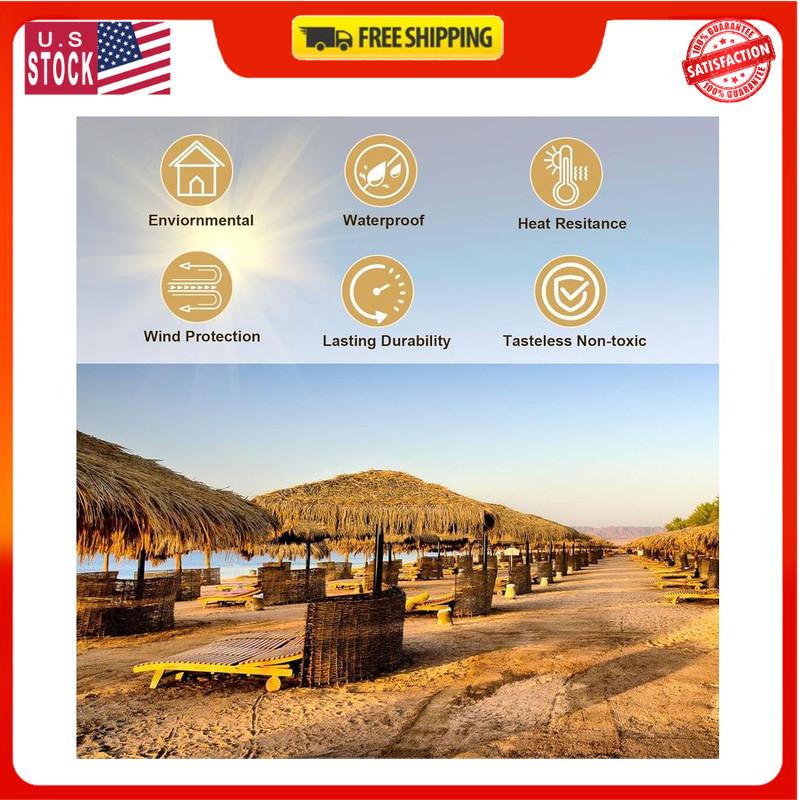 Berlune 16.5ft x 20in Artificial Thatch Roof Roll for Tiki Bar, Patio, Garden gallery