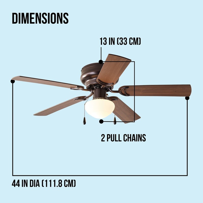 44'' Indoor Reverse Airflow Ceiling Fan w/ LED Light Bronze 5 Blades Living Room gallery