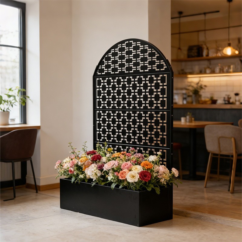 Arched 70.87" Tall Privacy Screen with Planter Box for Patio gallery