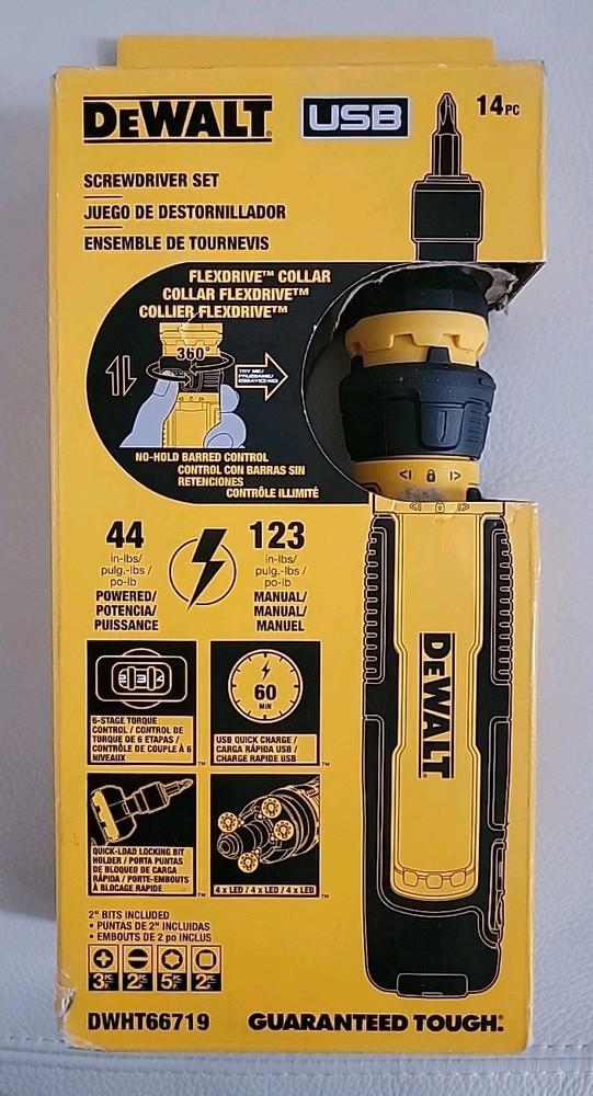 NEW 14pc DeWALT 4V MAX FlexiDrive Collar Cordless Screwdriver Set (#DWHT66719)