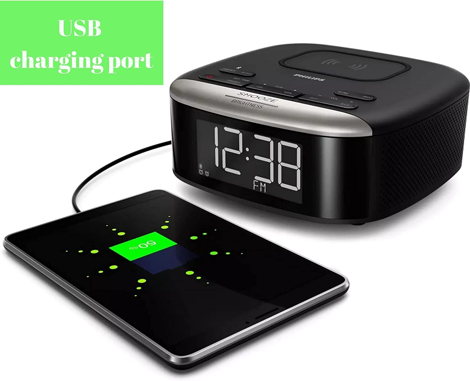 Philips Wireless Bluetooth Digital Alarm Clock for Bedroom. Easy Snooze gallery