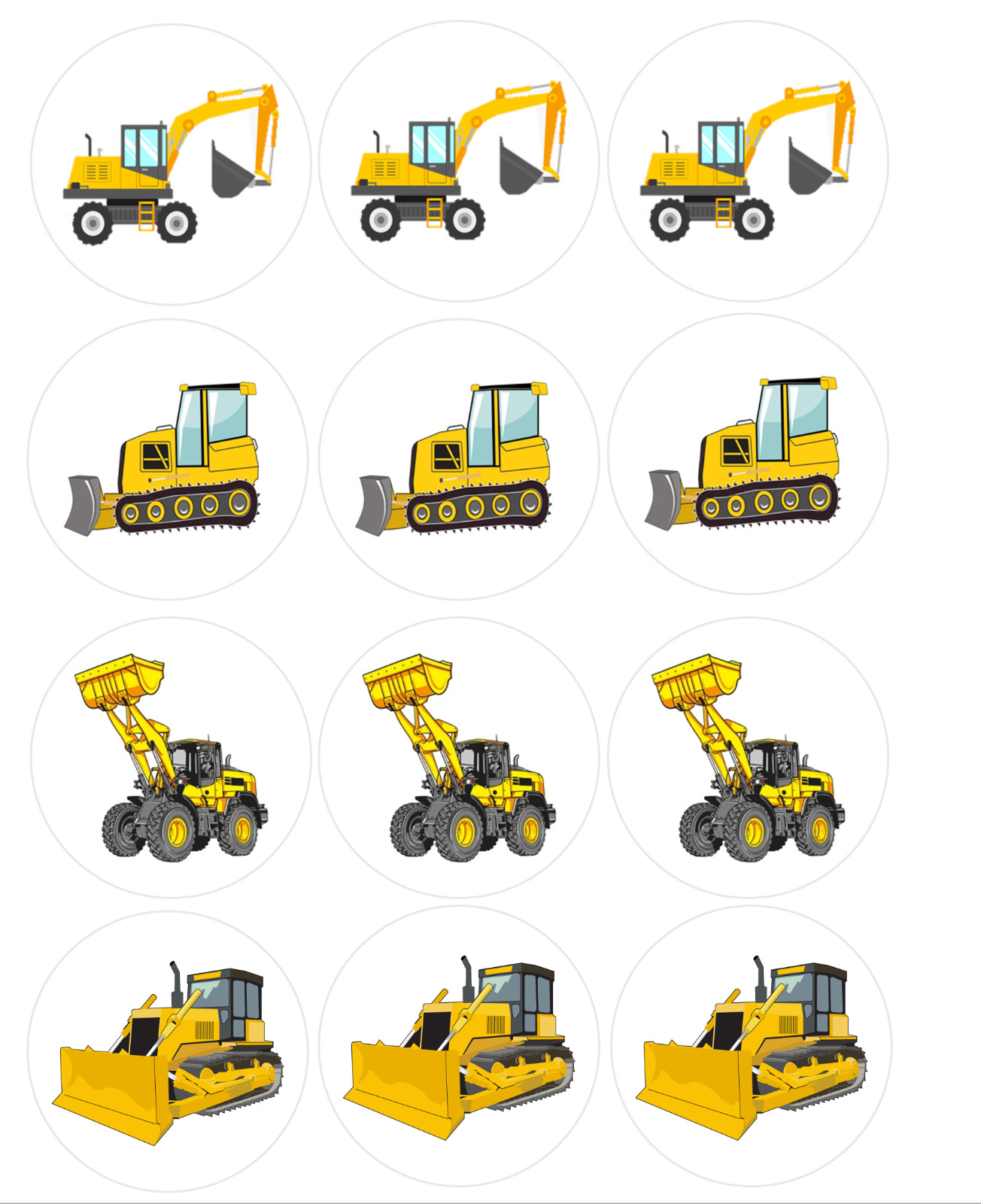12 count yellow tractors Edible Image rounds OR 1 cake, Wafer paper, pre cut gallery