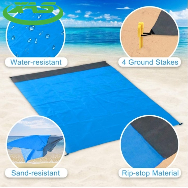 Foldable nylon camping large outdoor pocket waterproof beach blanket 83"x79" gallery