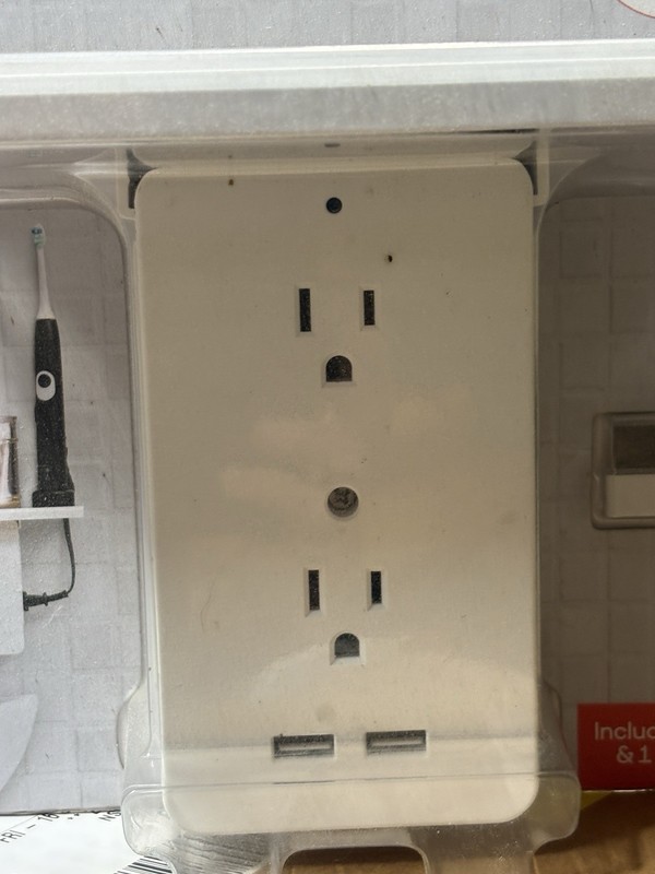 Sharper Image Socket Shelf Cordless Wall 6 Outlet Extender White W/USB C Adapter gallery