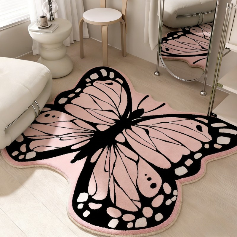 Butterfly Pattern Bedroom Decor Plush Carpet Irregular Shape Carpets for Living gallery