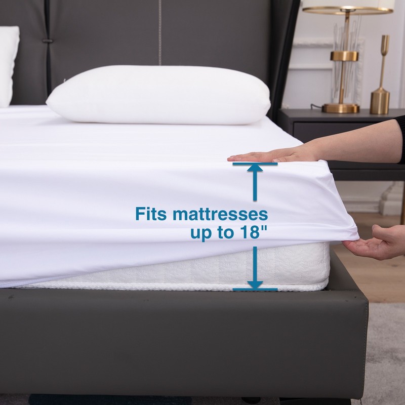 Waterproof Mattress Protector 18" Deep Pocket Mattress Cover Fitted Sheet Style gallery
