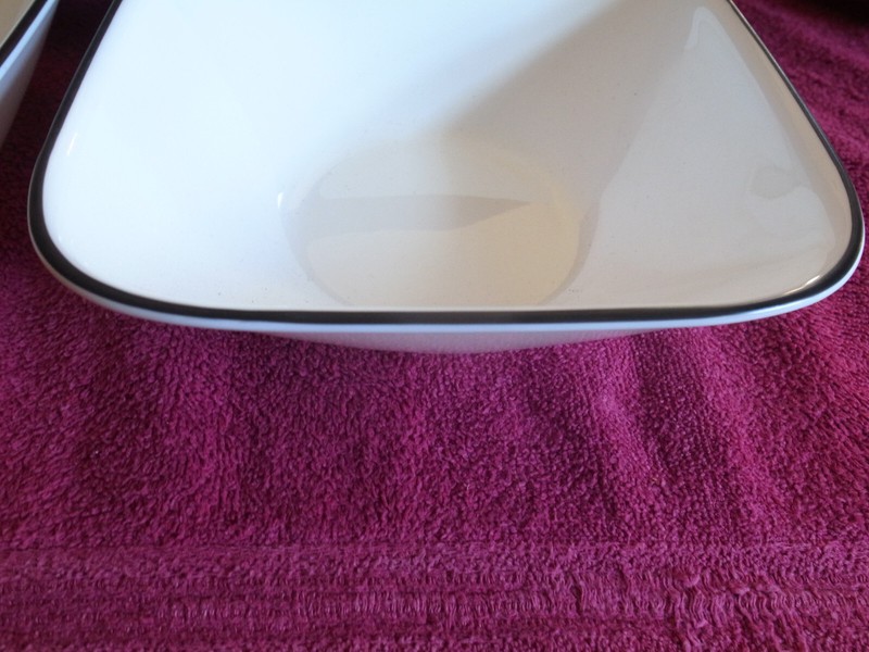 4 Corning Corelle SQUARE Simple Lines 6.25" Black Rim Soup Ceral Bowls-12 Avail gallery