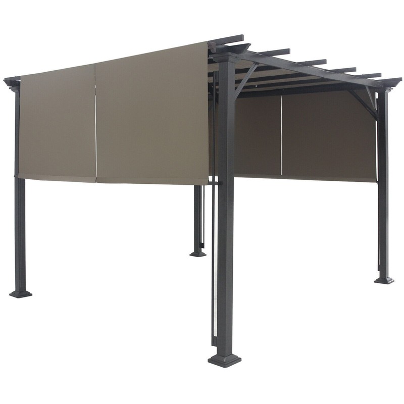 2PCS 16x4 Ft Universal Replacement Canopy for Pergola Structure Sun Awning Brown gallery