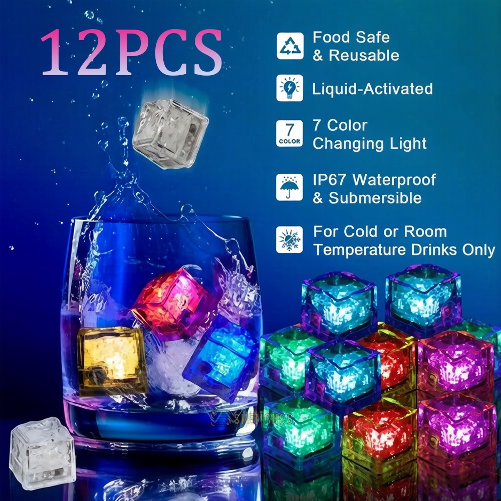 Light Up Ice Cubes 12Pcs Multi Color Led Ice Cubes for Drinks Cocktails Reusable gallery