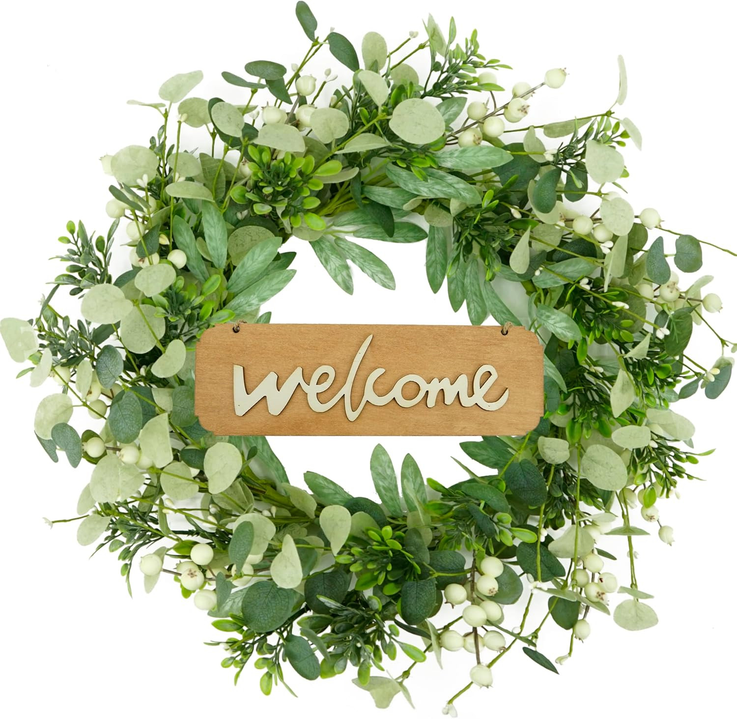 Eucalyptus Wreaths for Front Door Spring Summer Fall Wreath with Welcome Sign... gallery