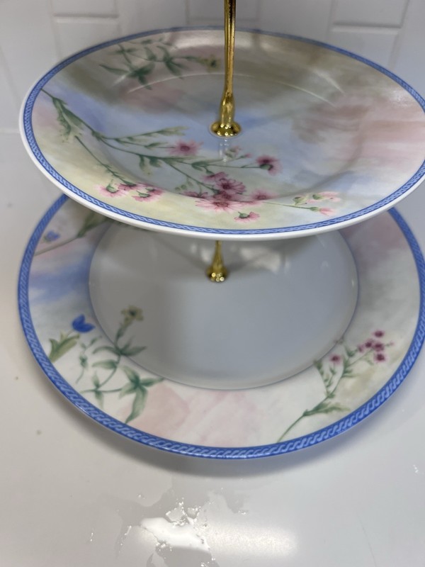 Three‑Tier Plate Serving Tray With Farberware Palisades Pink Blue Flowers gallery