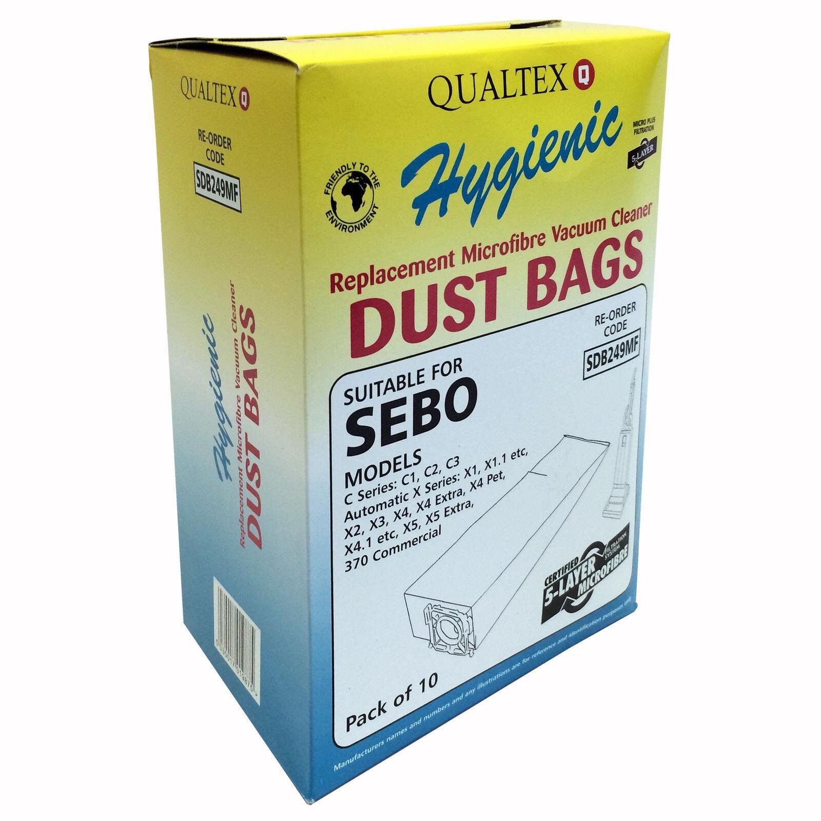 Masterpart 10-Pk Microfiber Dust Bags to fit Sebo X1 X2 X3 X4 X5 C1 C2 C3 G 370 gallery