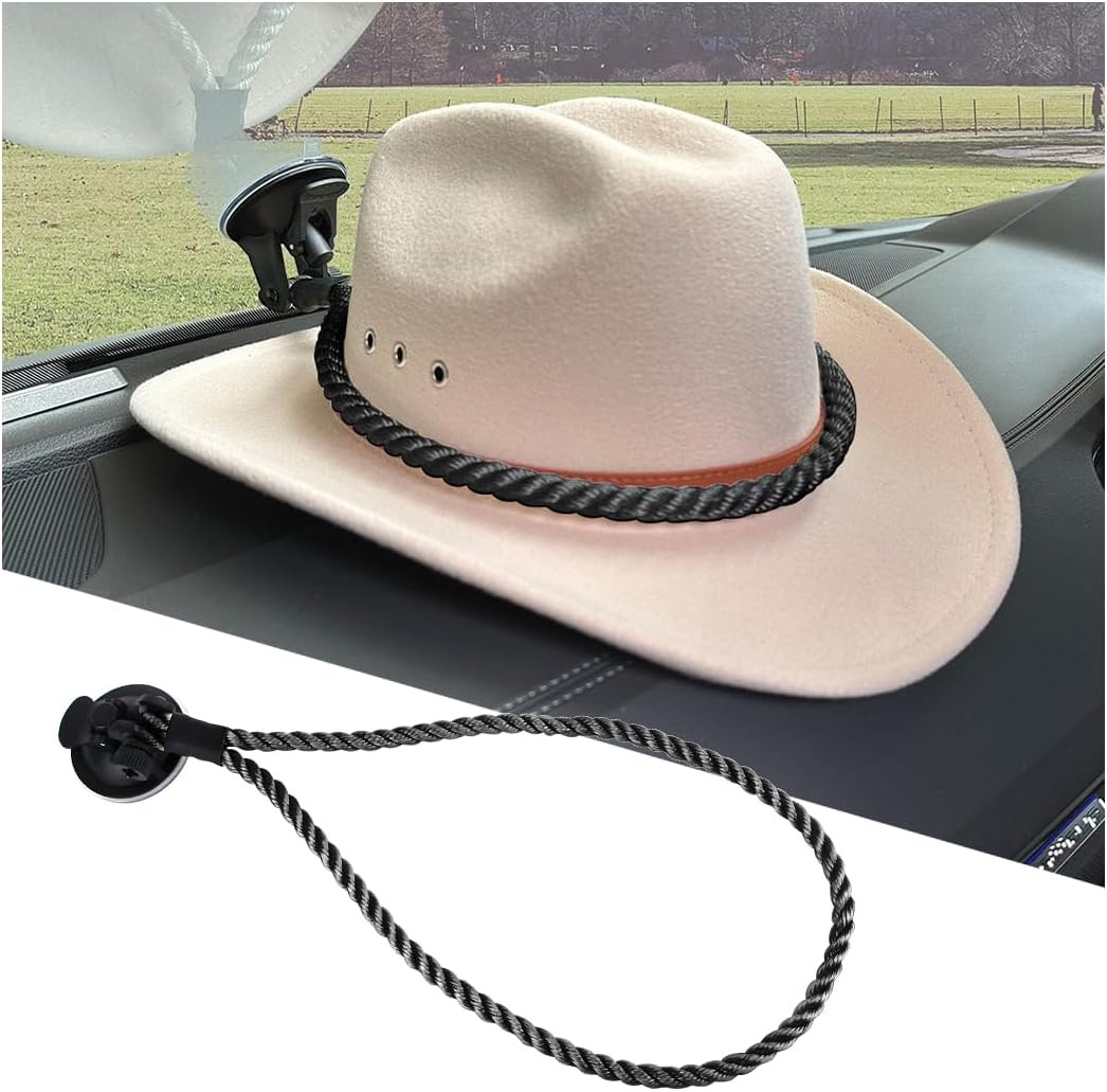 Car Hat Mount Cowboy Hat Holder Suction Cup Rope Dashboard SUV Truck Accessory gallery
