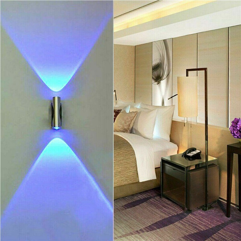 2x Double-headed LED Wall Lamp Sconce Bar Ceiling Light Blue Wall Party Decor gallery