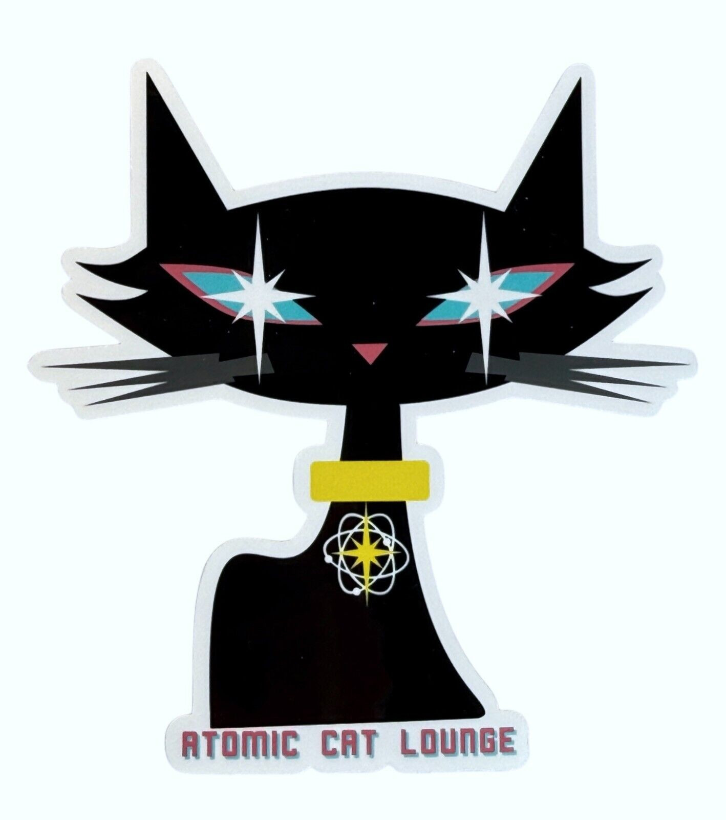 Retro Atomic Cat Lounge Super XL StickerAtomic Kitty Head in Black gallery