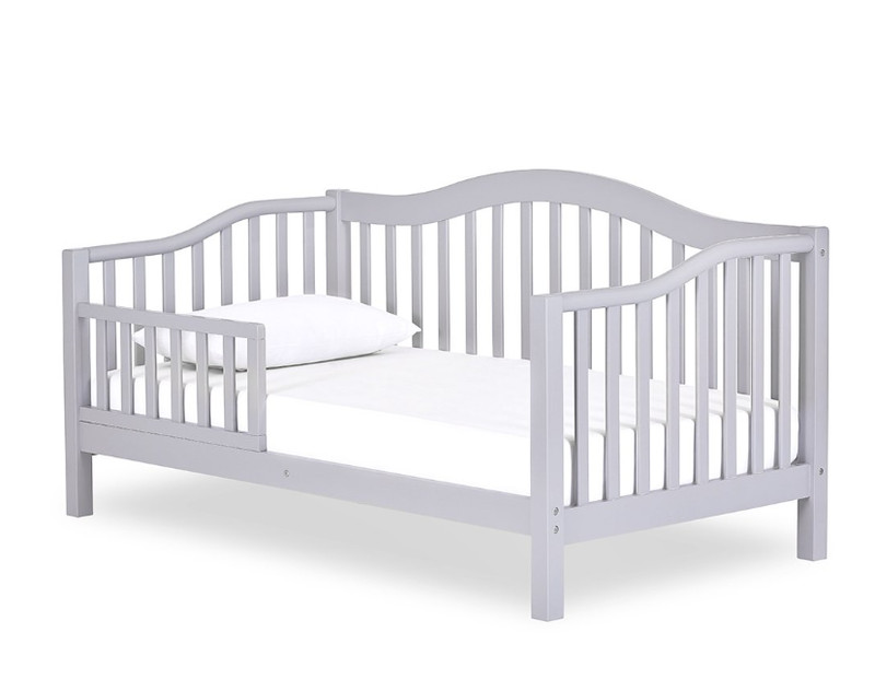 Toddler Day Bed Solid Wood Frame Gray Childrens Daybed with Safety Guard Rails gallery