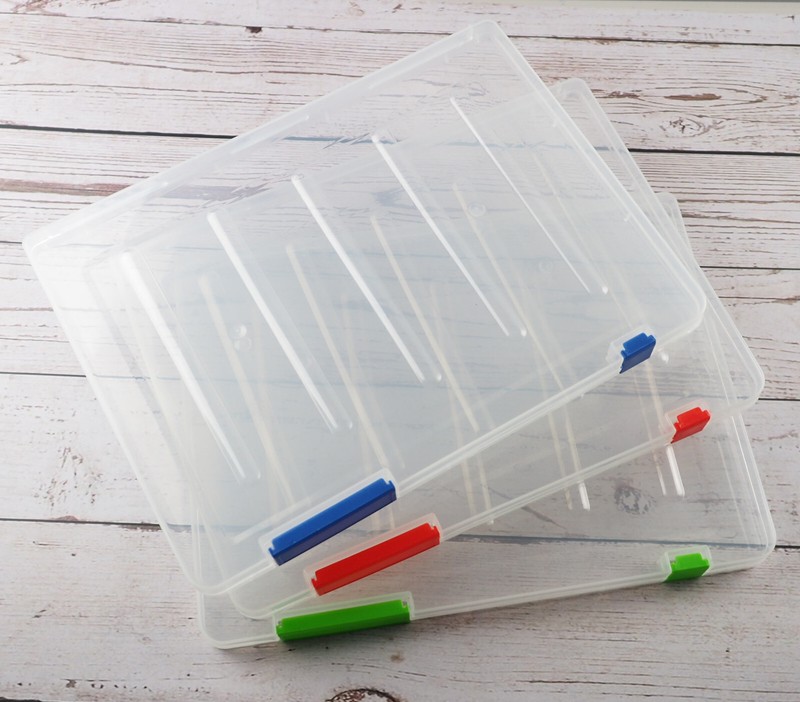 3 Pack Clear A4 File Box, Plastic Paper Storage Magazine Organizer Case 3 Colors gallery