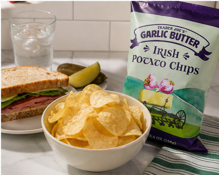4 pack-Trader Joe's Garlic Butter Irish Potato Chips 5.5oz gallery