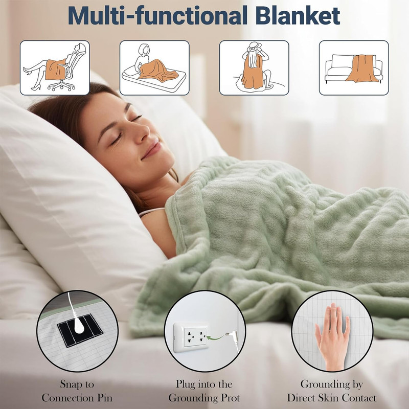 Grounding Blanket Grounding Sheets Queen, Grounding Throw for Improved Sleep, Re gallery