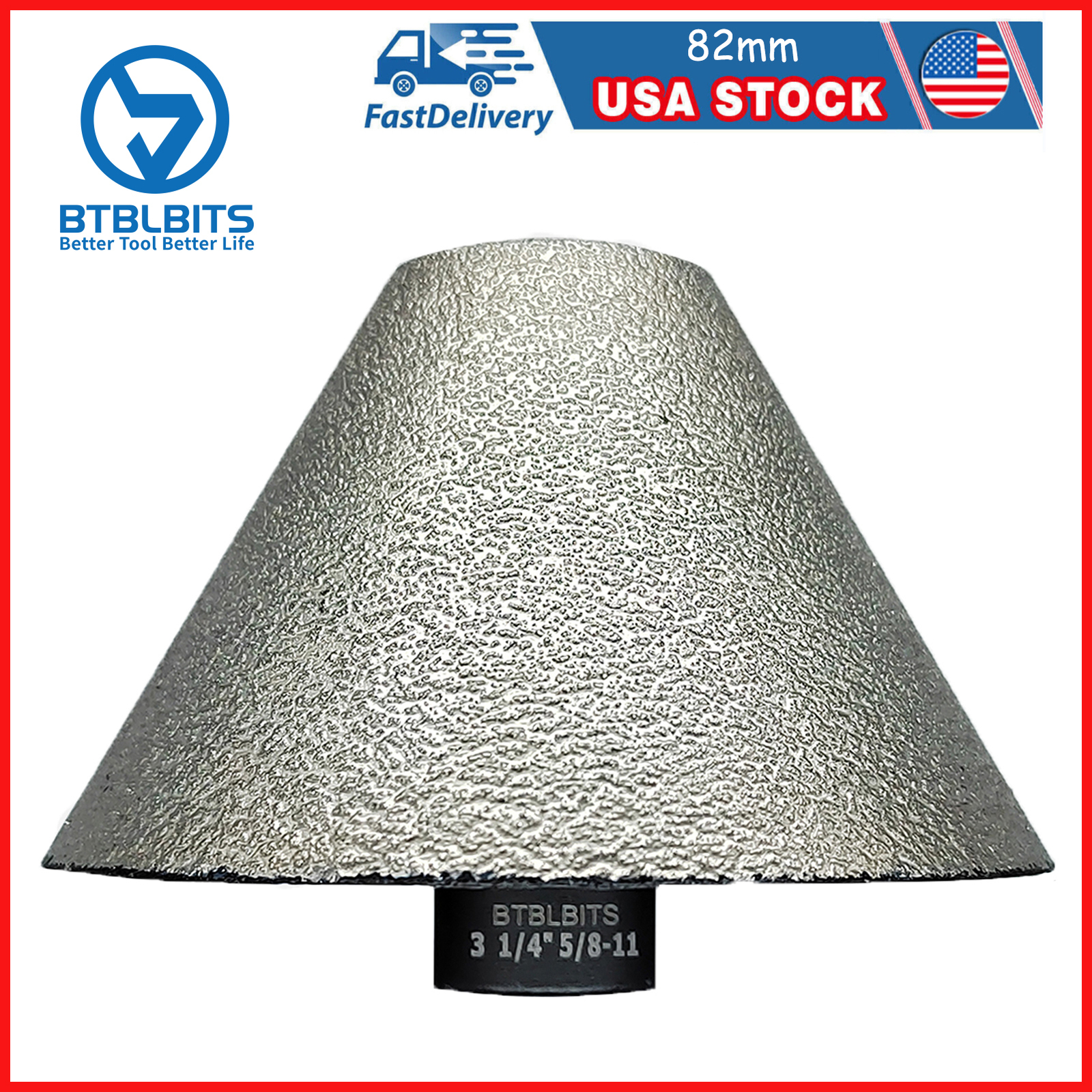 Diamond Beveling Chamfer Finger Milling Bit 3-1/4" Cone Enlarging Hole Tile 82mm gallery