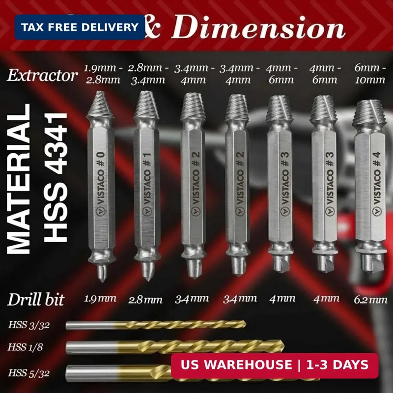 10 Pcs Screw Extractor Set Easy Out Set for Stripped Screws, Broken Bolts and Sc gallery