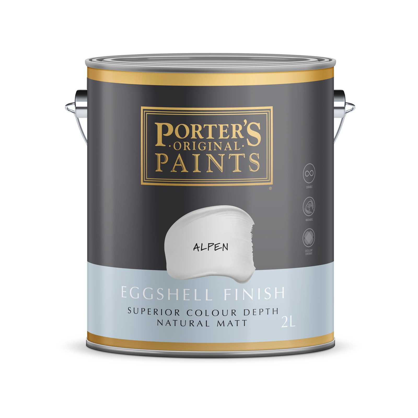 Porter's 2L Alpen Eggshell Finish Broadwall Washable Paint gallery