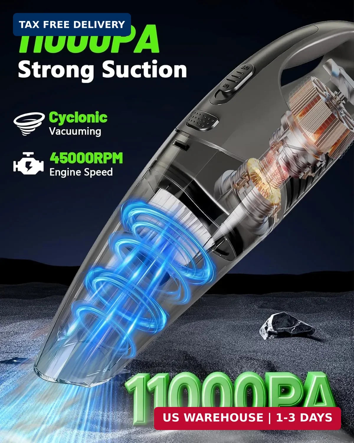 Handheld Vacuum Cordless, 11KPA Strong Suction & 25 Mins Runtime Brushless Motor gallery