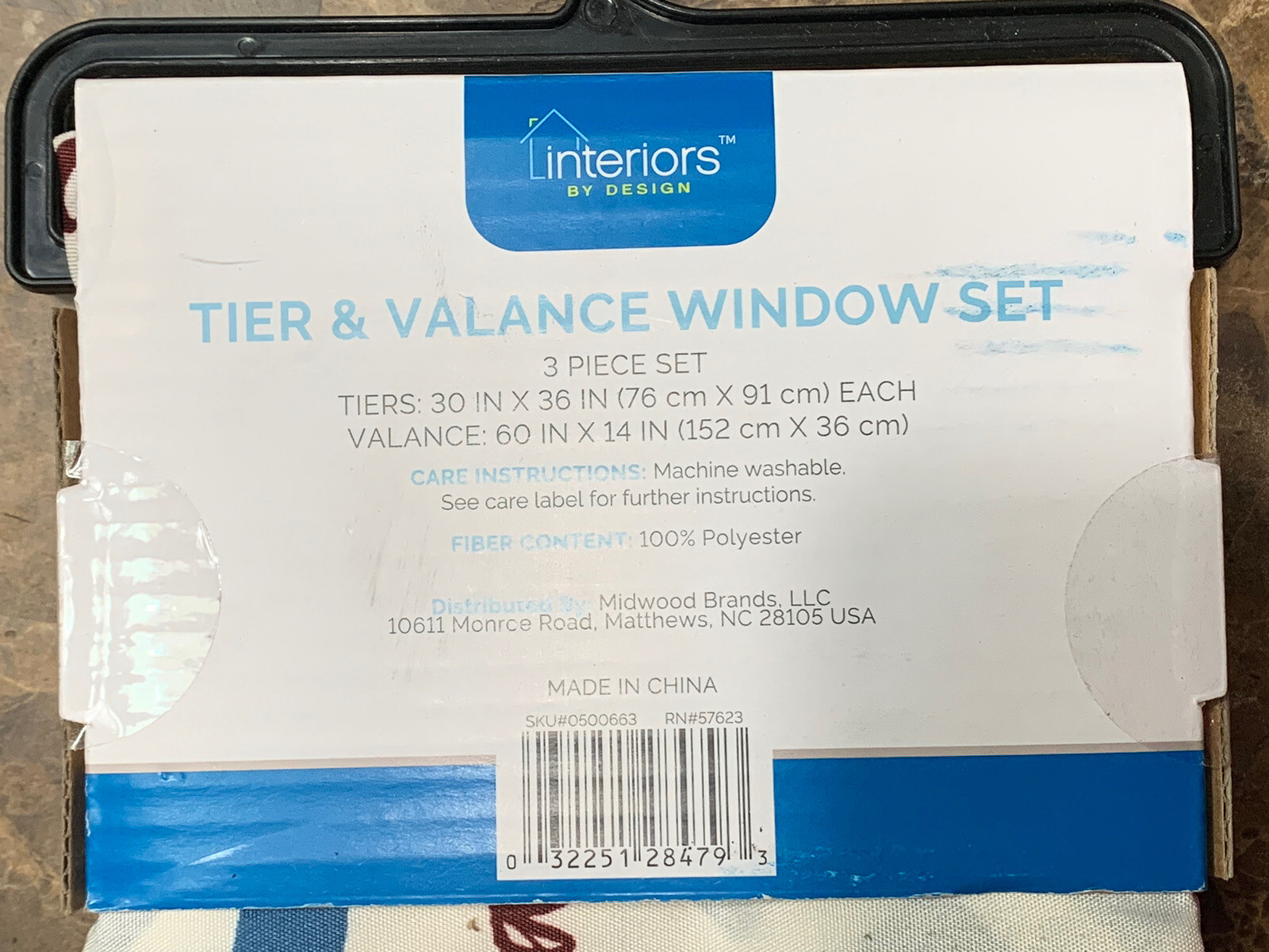 Interiors By Design Rod Pocket Tier Valance Set Coffee Cafe 36 Length x 60 Wide gallery