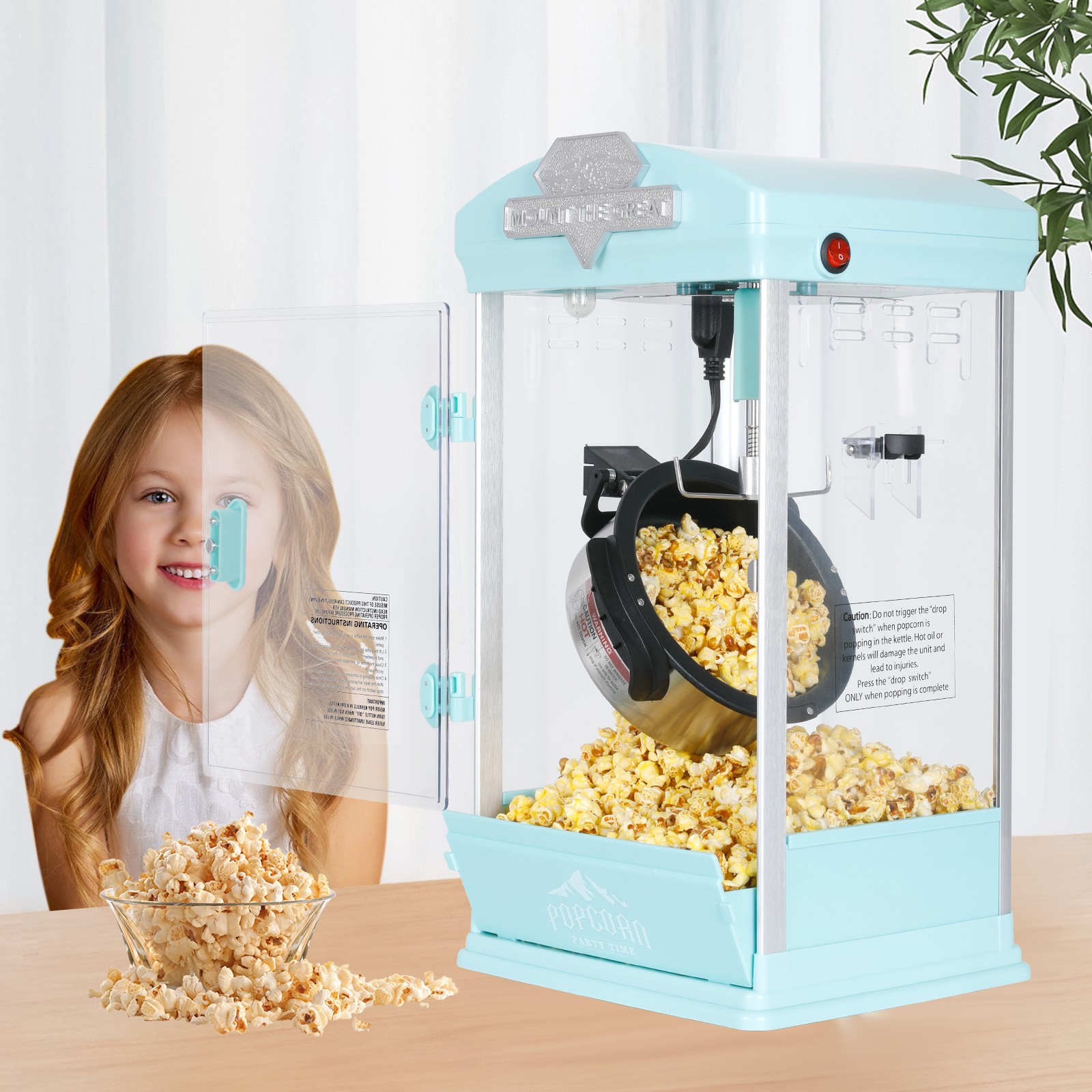 8 OZ Portable Popcorn Maker Machine Kettle Popcorn Maker with Warming Deck gallery