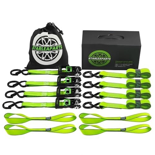 Premium 15ft Motorcycle Tie Down Straps (4PK) - 2,100lb Break Strength, Soft Loo gallery