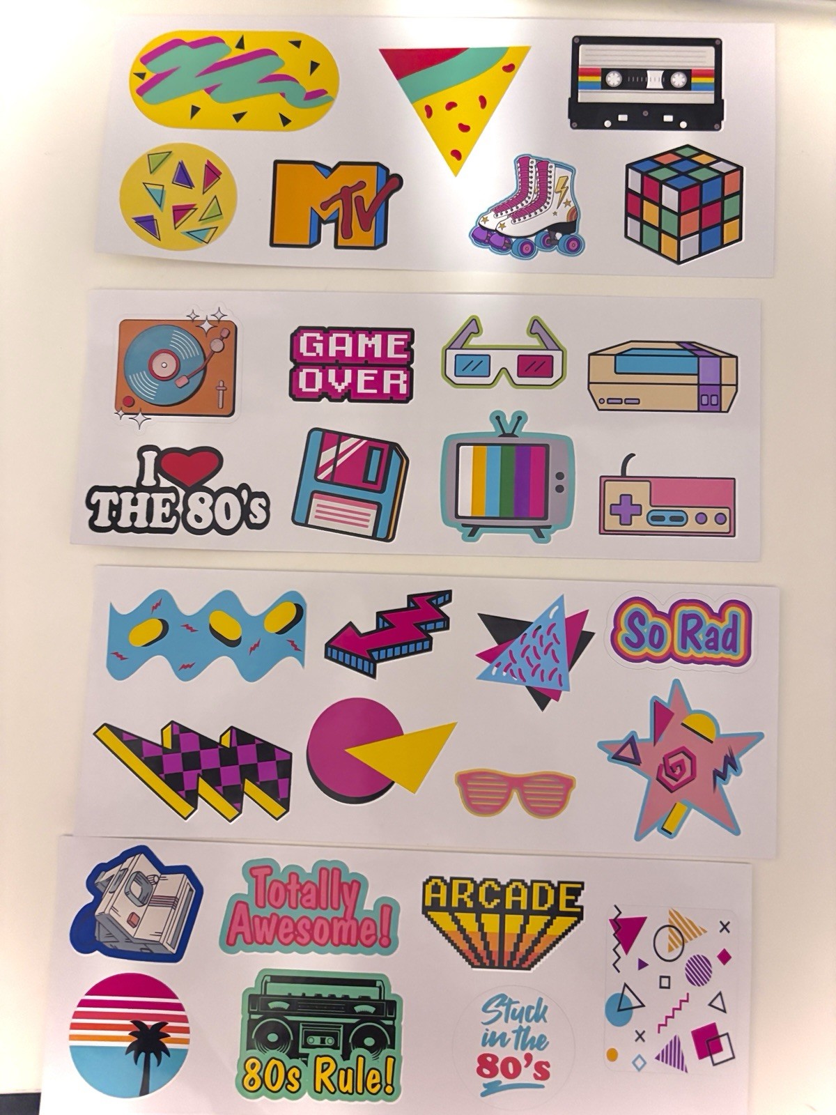 80's Themed Sticker Sheets, Retro 1980's Pop Culture Art, 80's Neon Aesthetic gallery