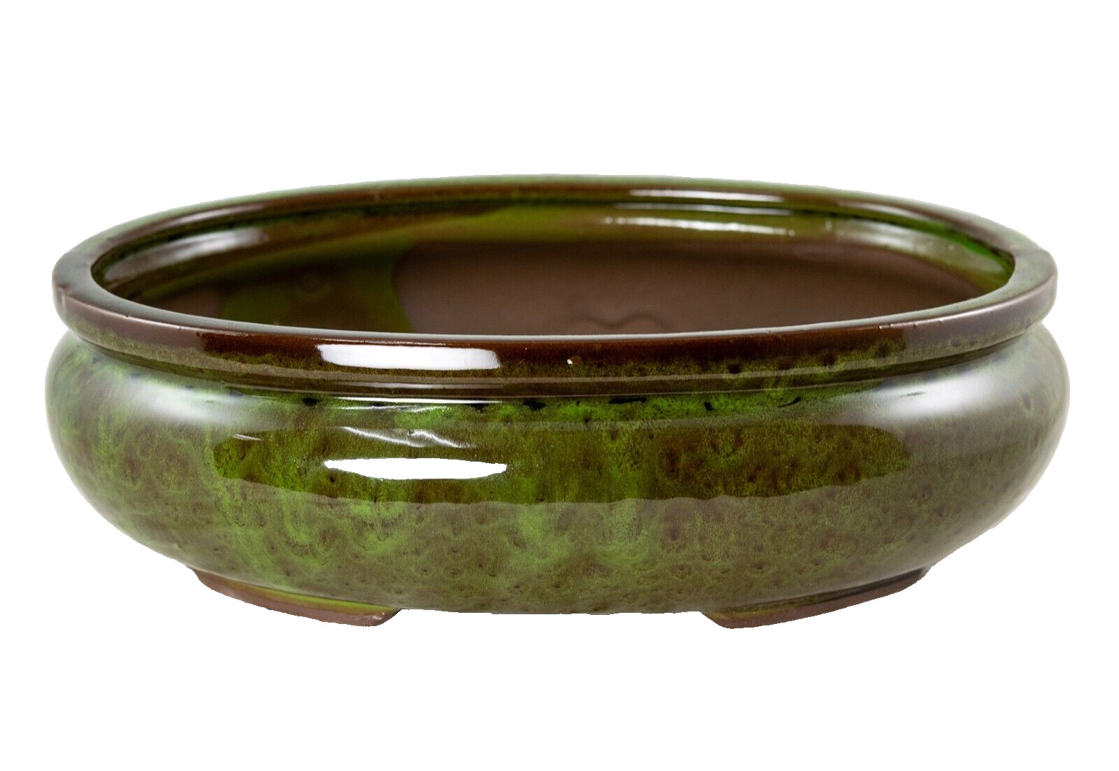 Oval Glazed Bonsai / Cactus & Succulent Pot + Mesh 12"x 8.5"x 3.75" - Moss Green gallery
