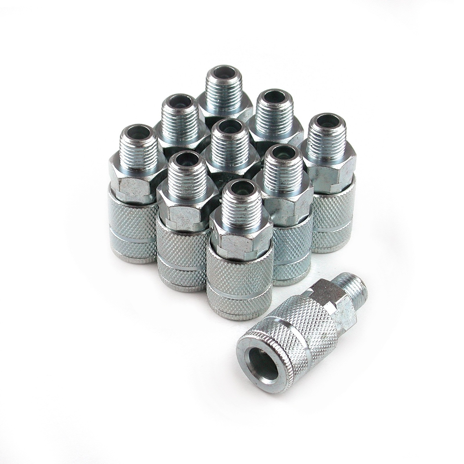 10PACK - T/ Automotive Style Air Quick Coupler 1/4" x 1/4" Male NPT - Steel gallery