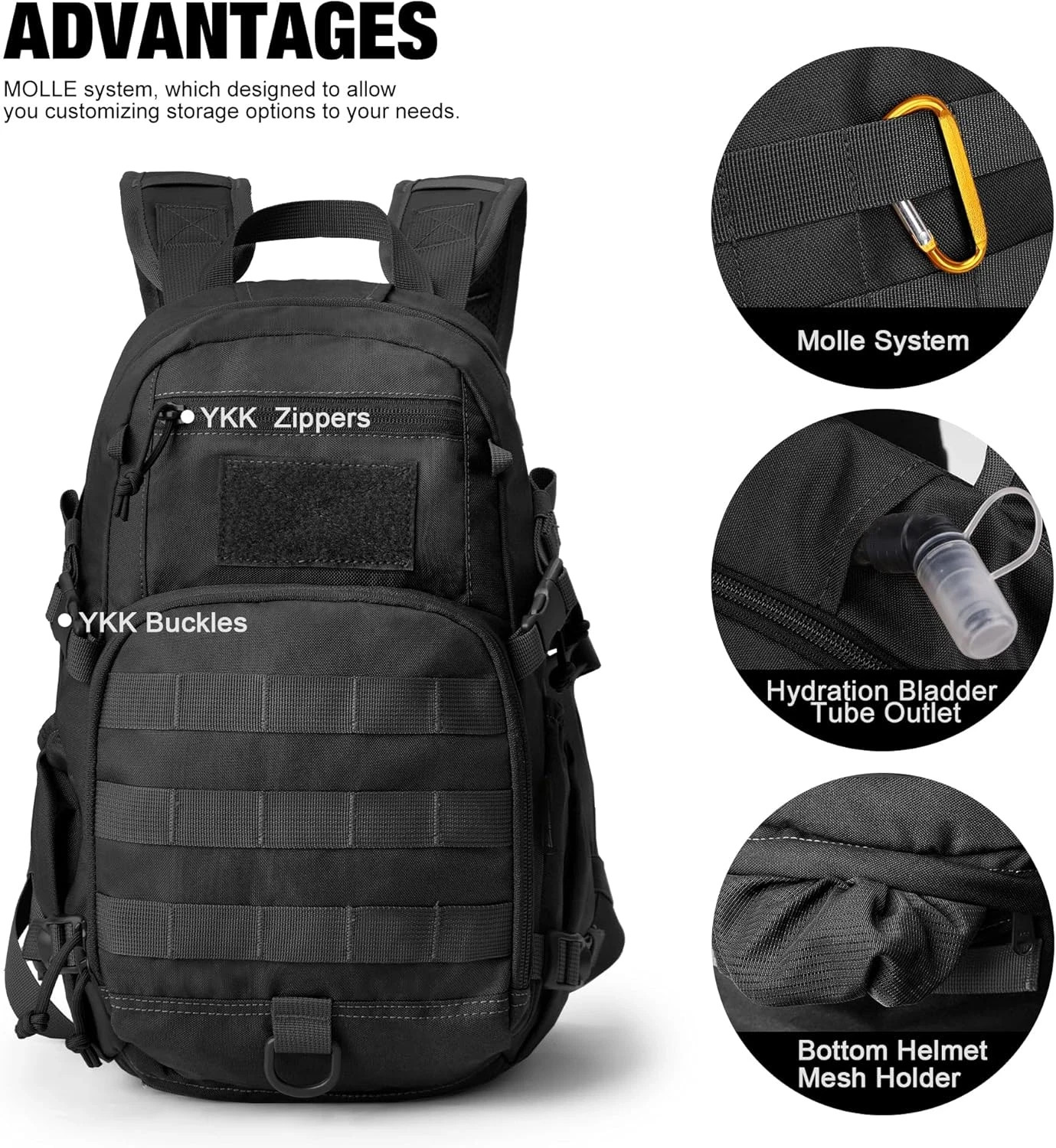 Small Tactical Backpack,Molle Hiking Backpack for Backpacking,Cycling and Biking 2
