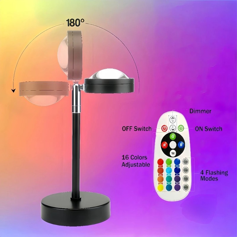 Sunset Lamp Projector, Rainbow Projection Led Lights with Remote, 16 Colors Mult gallery