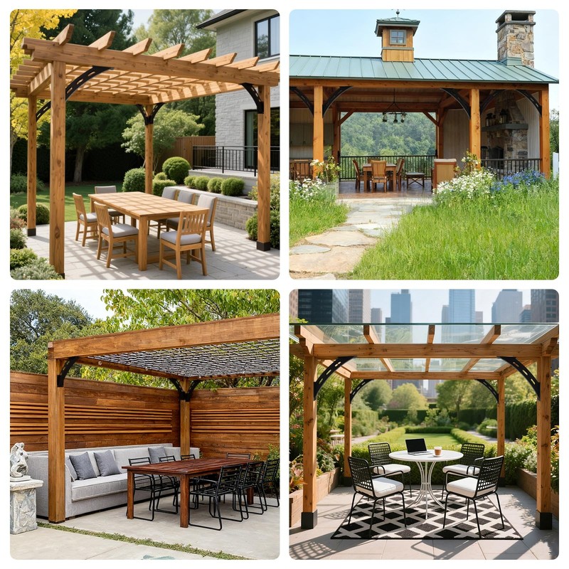 4 Pcs 45 Degree Angle Support Brackets,Wood Post and Beam Angle Support Brack... gallery