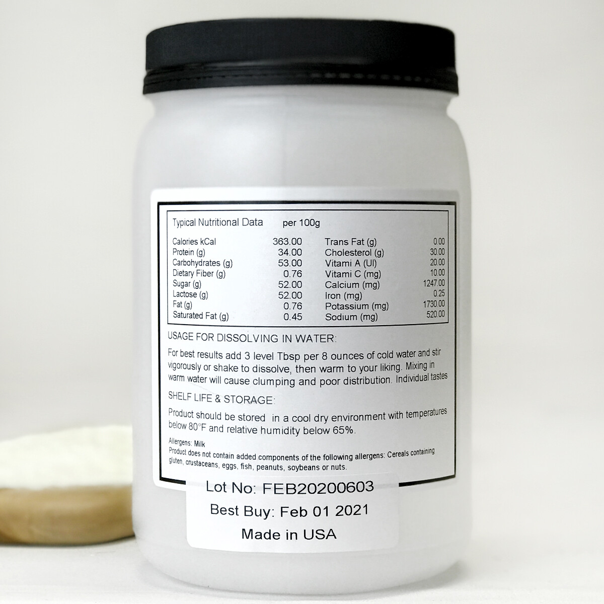 Non-Fat Dry Milk Powder, GRADE 'A', Non-GMO, Made in USA, Net Wt. 1 lb. 8 oz gallery