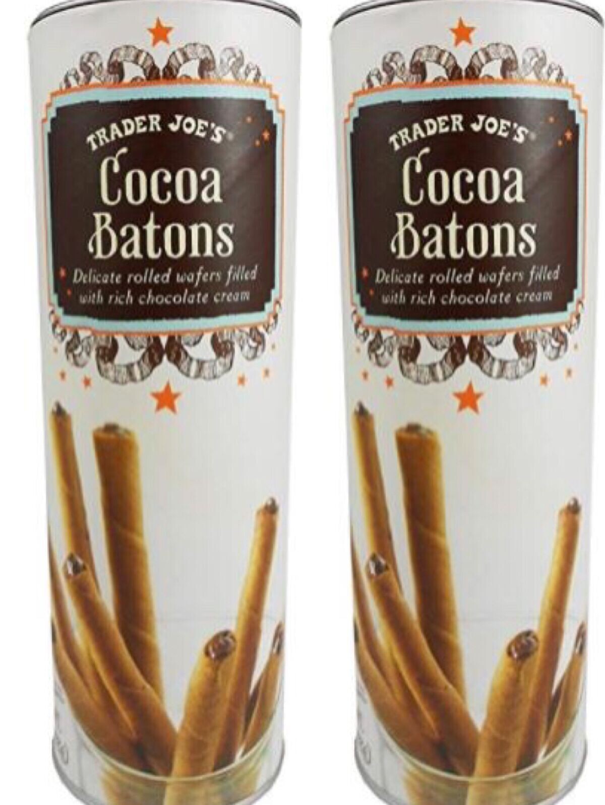 2 Packs Trader Joe's Cocoa Batons Chocolate Cream Wafers 5 oz Each Pack gallery