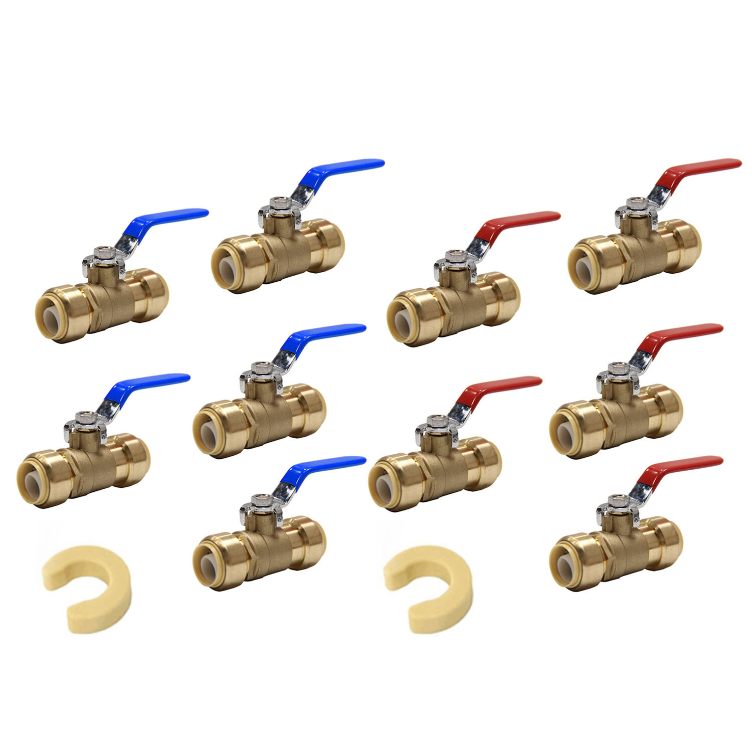 EFIELD 10 PCS 1/2" PUSH FIT BALL VALVE HOT & COLD FULL PORT, LEAD FREE gallery