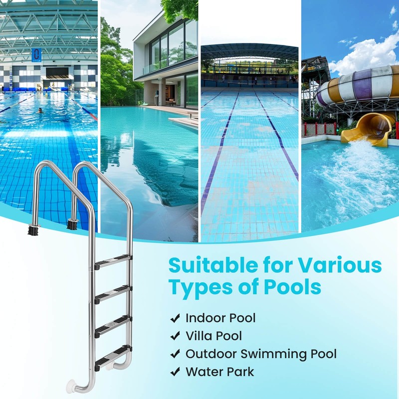 4-Step Pool Entry & Exit Ladder with Stainless Steel Frame for Swimming Pool gallery