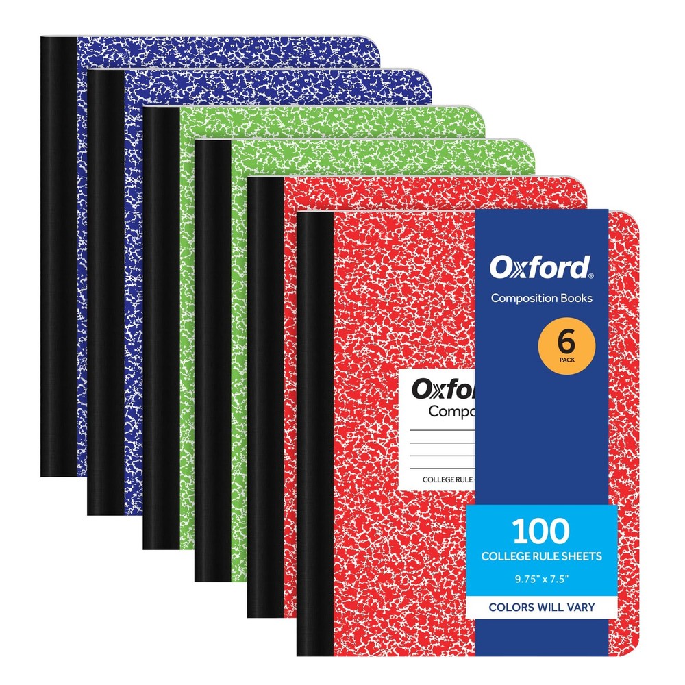 Composition Notebook 6 Pack, College Ruled Paper, 9-3/4 x 7-1/2 Inches, 100 S...