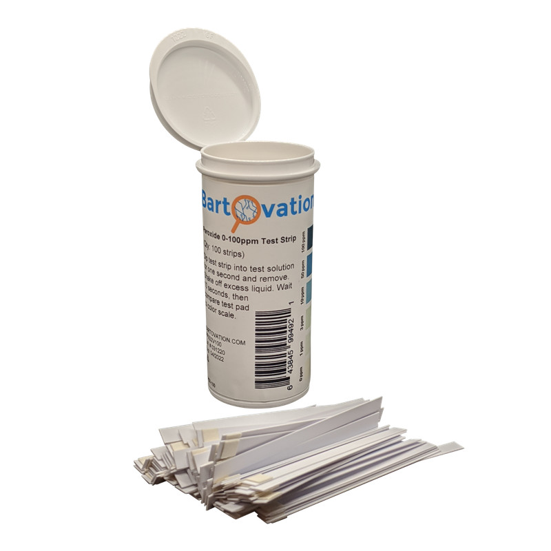 Hydrogen Peroxide H2O2 Test Strips, Low Level, 0-100 ppm [Vial of 100 Strips] gallery