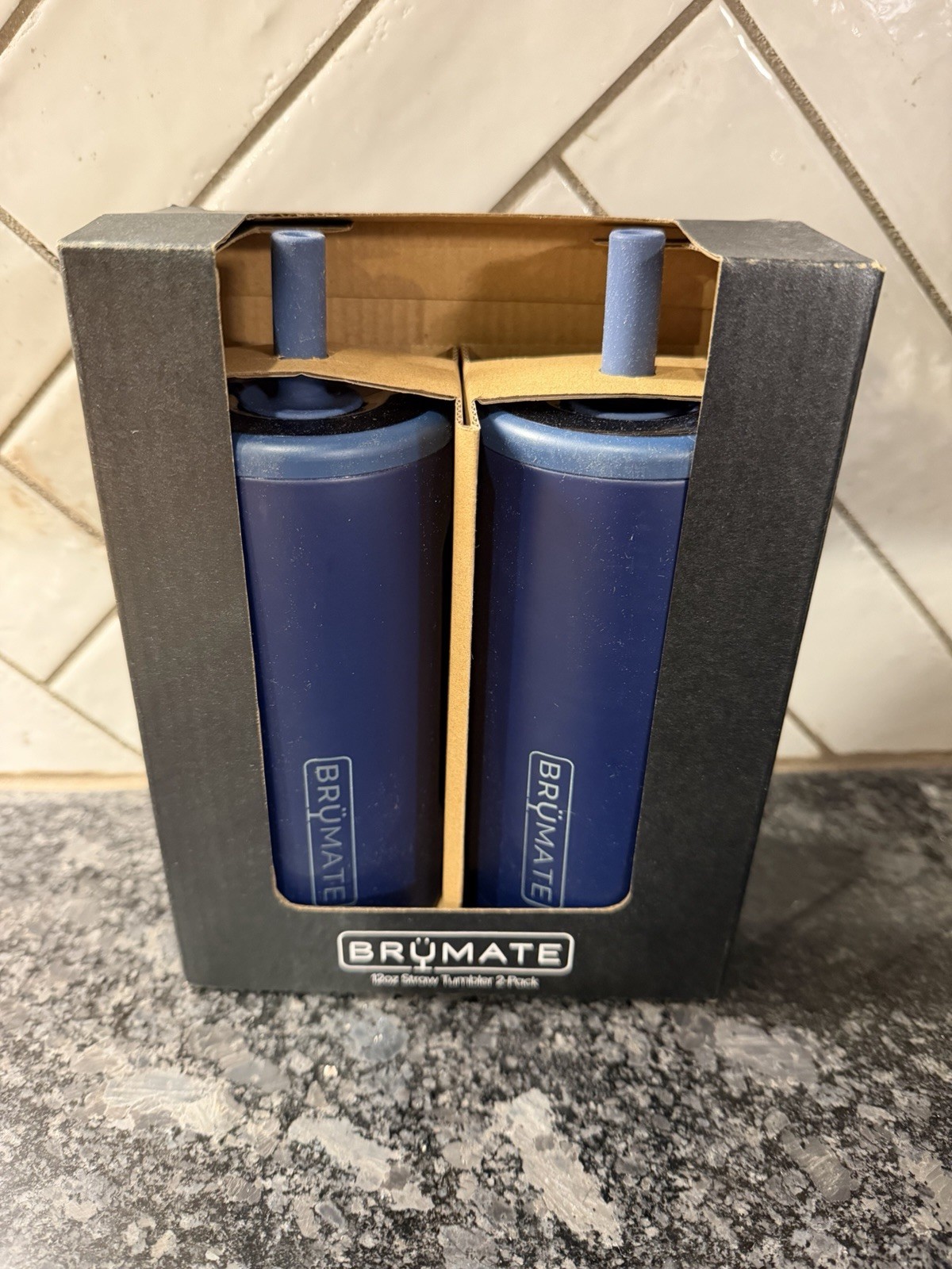 Brumate 12oz Triple-Insulated Straw Tumbler 2-Pack Matte Navy Blue BevGuard NEW gallery