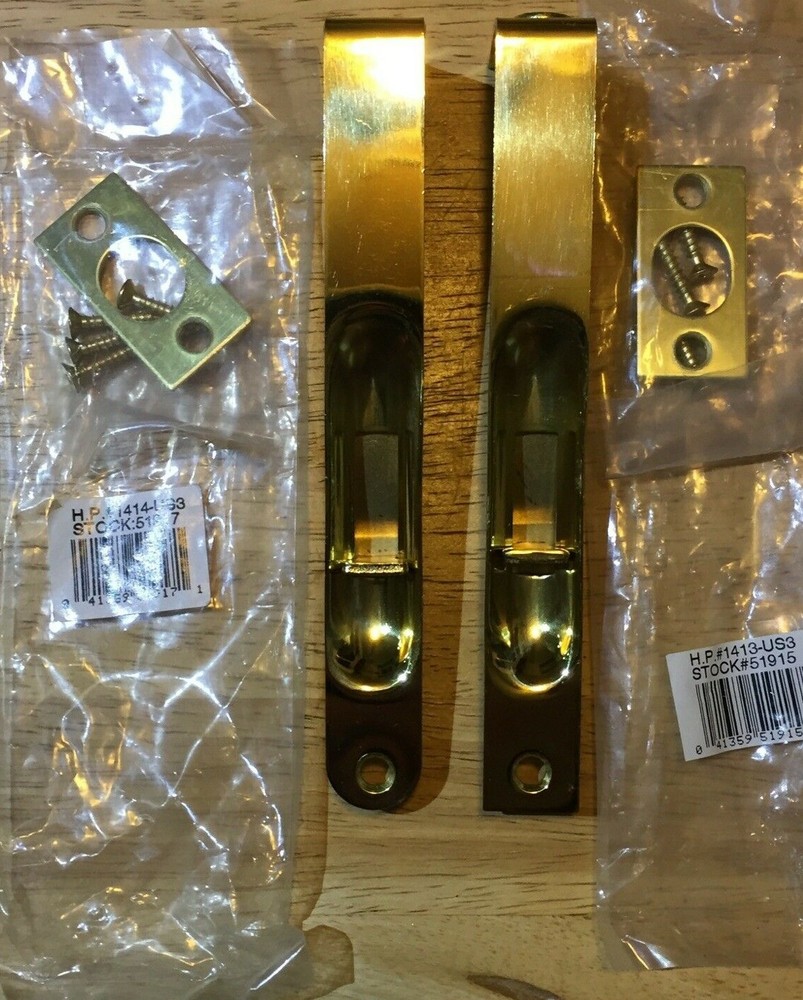2 Brass Door Flush Bolt Bright Brass One Pair For Double Doors TWO