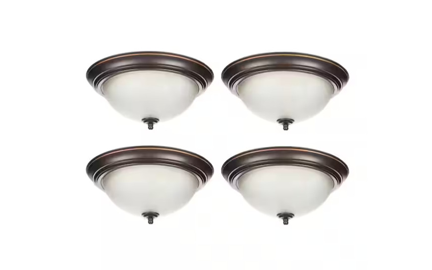 13 In. 2-Light Oil Rubbed Bronze Flush Mount (4-Pack) gallery
